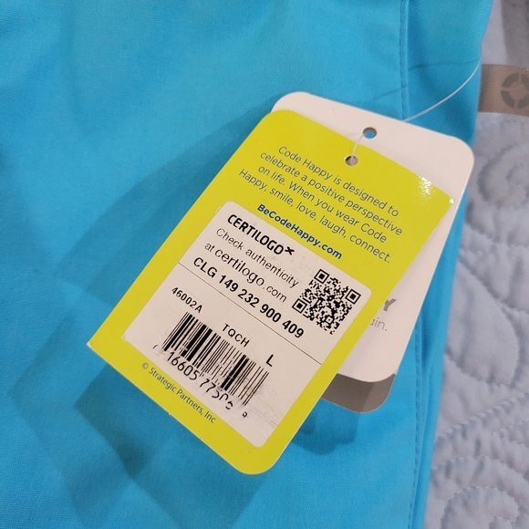 Code Happy Womens Drawstring Scrub Pants, Turquoise Blue, L, New With Tags, NWT - Picture 11 of 13